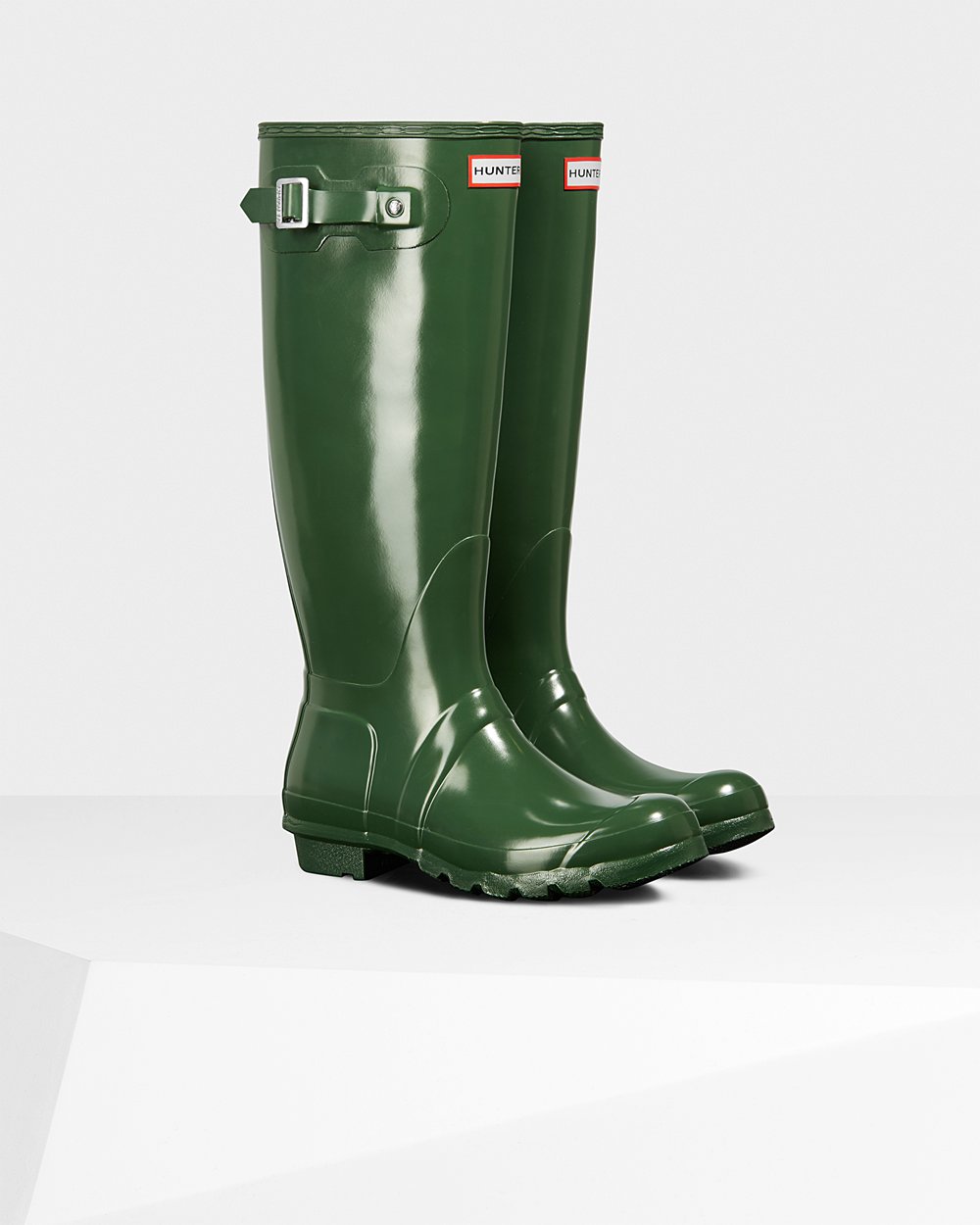 Womens Hunter Tall Rain Boots Green - Original Gloss - 5873619-WO